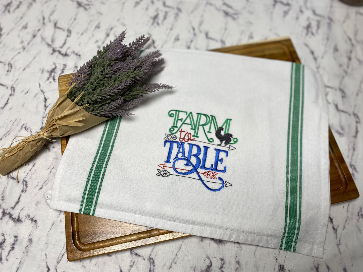 Farm to Table Embroidered Cotton Dish Towel - 28 X 28