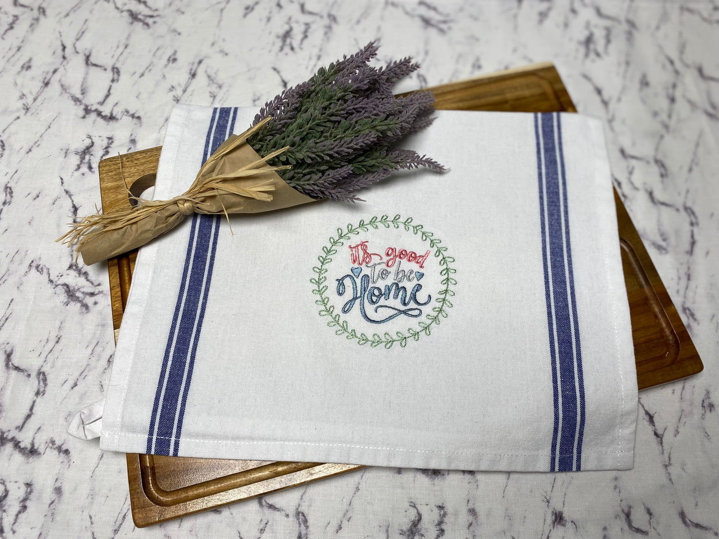 It's Good to Be Home Embroidered Cotton Dish Towel - 28 X 28