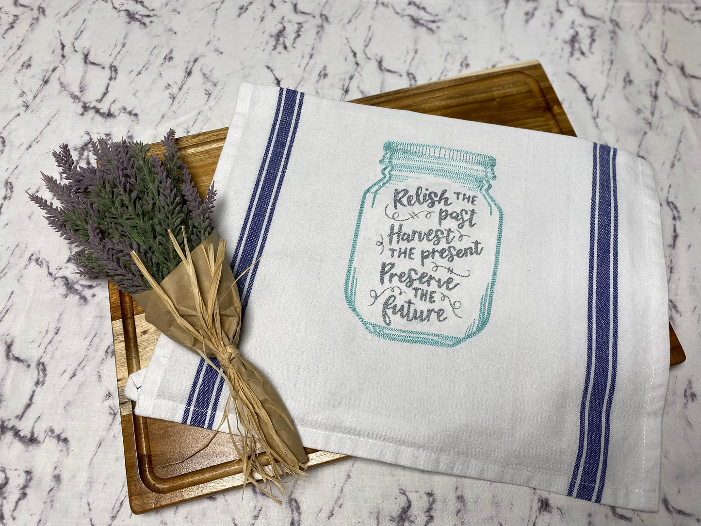 Mason Jar Quote Embroidered Cotton Dish Towel - 28 X 28