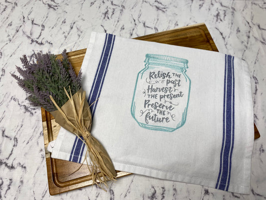 Mason Jar Quote Embroidered Cotton Dish Towel - 28 X 28