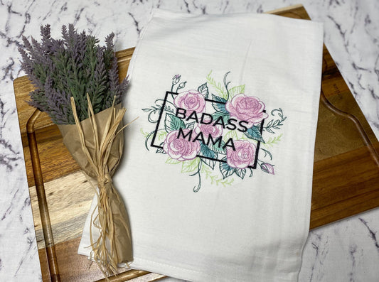 Badass Mama Embroidered Cotton Dish Towel - 28 X 28