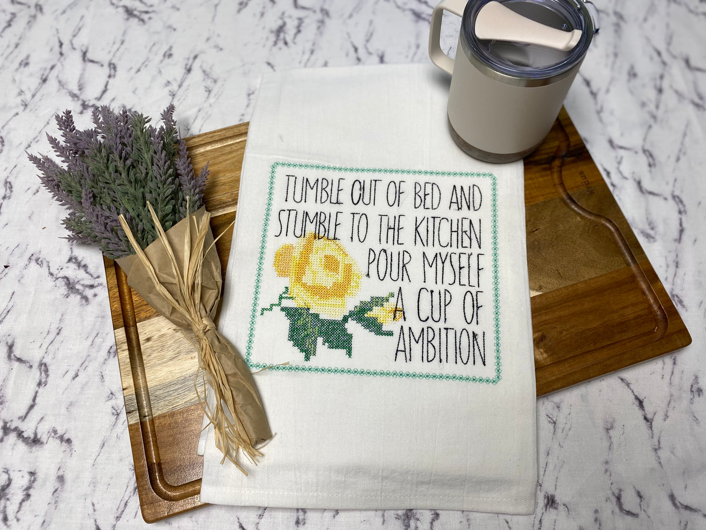 Stumble out of Bed Cotton Dish Towel - 28 X 28