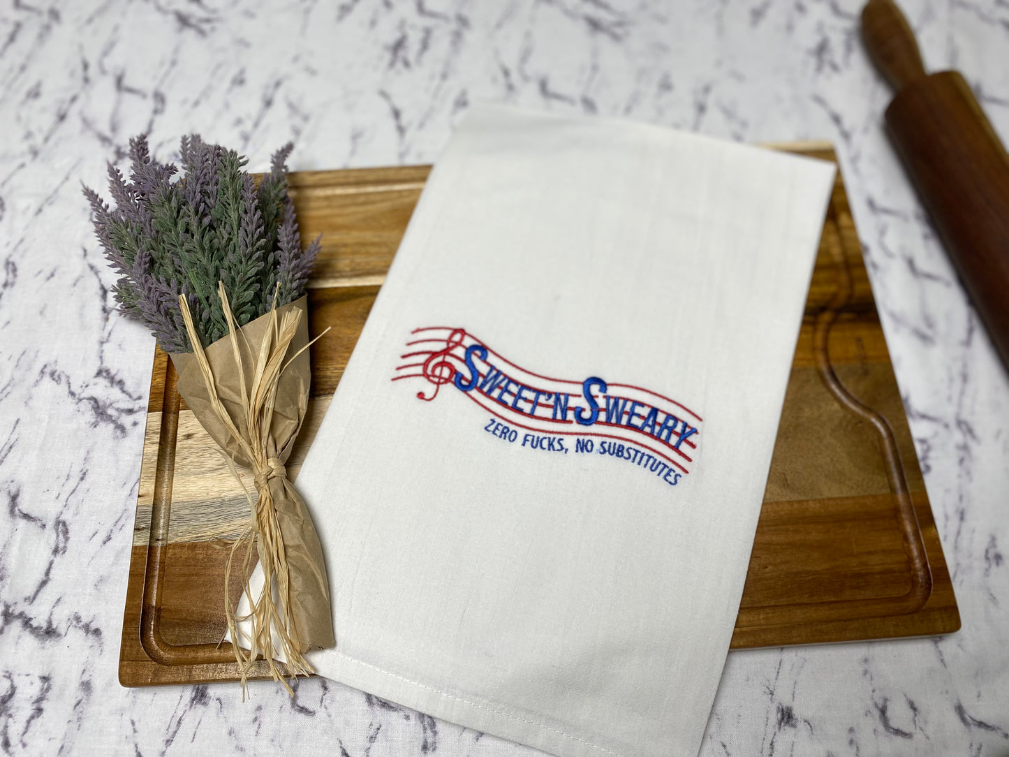 Sweet'N Sweary Embroidered Cotton Dish Towel - 28 X 28