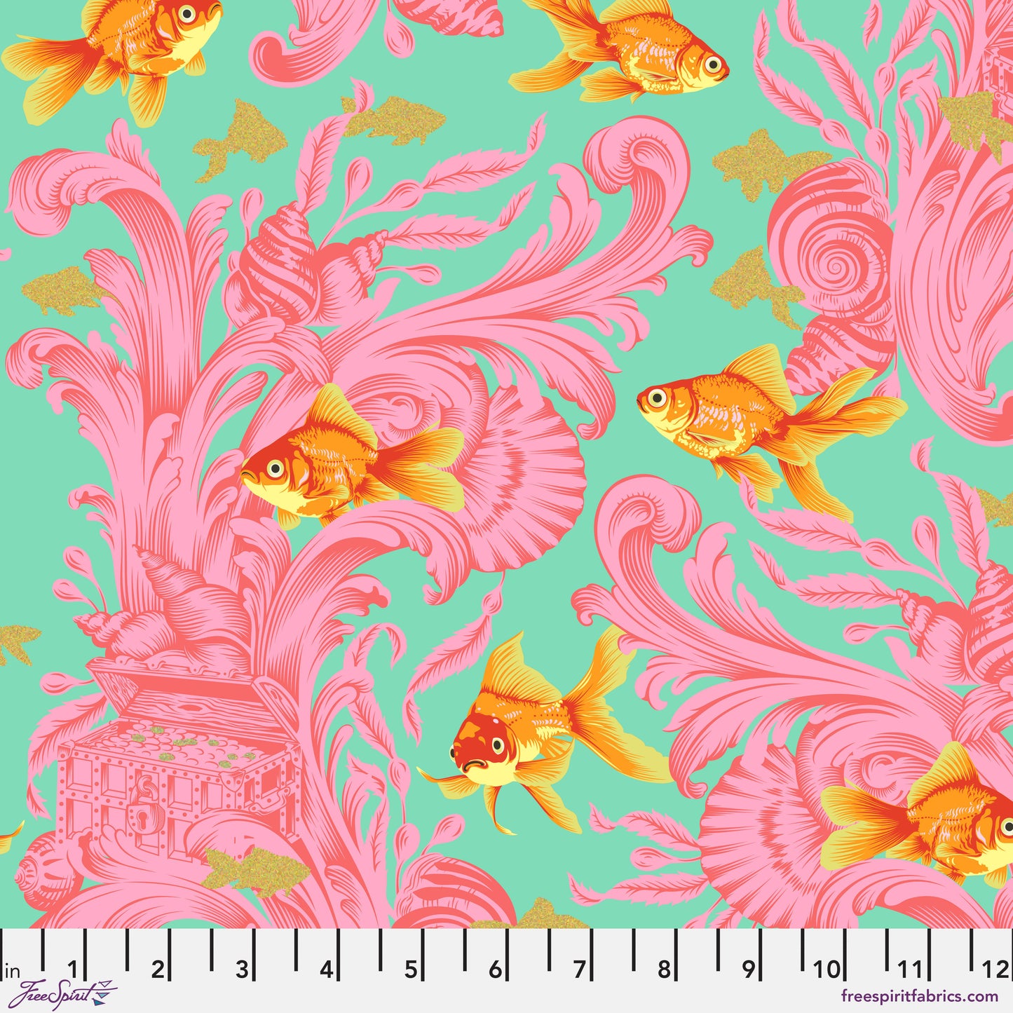 Tula Pink Besties Treading Water in Blossom Cotton Quilting Fabric by the Half Yard
