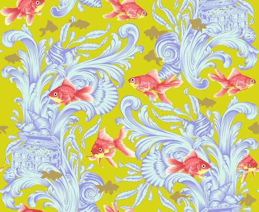Tula Pink Besties Treading Water in Clover Cotton Quilting Fabric by the Half Yard