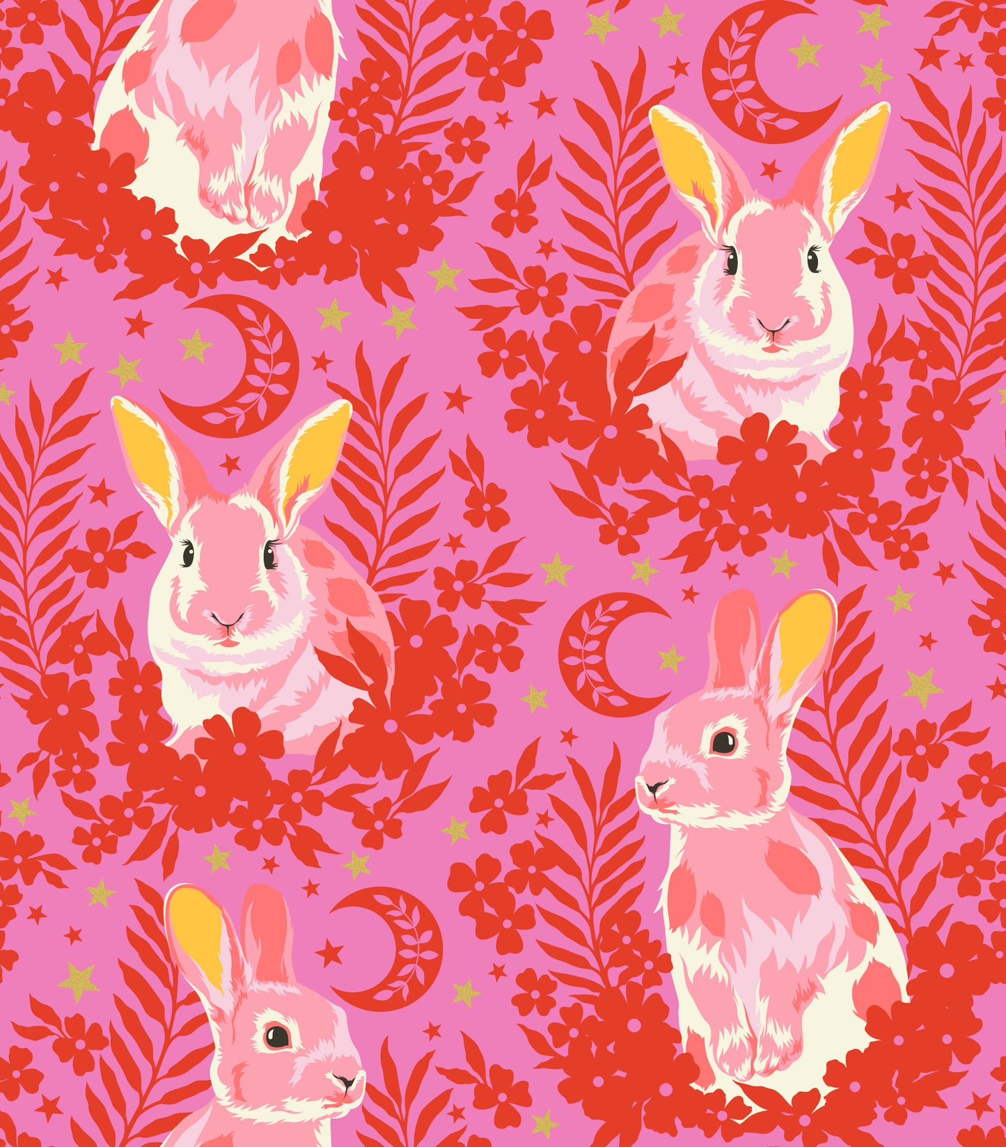 Tula Pink Besties Hop to It in Blossom Cotton Quilting Fabric by the Half Yard