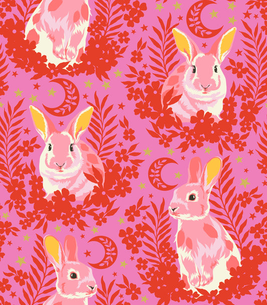 Tula Pink Besties Hop to It in Blossom Cotton Quilting Fabric by the Half Yard