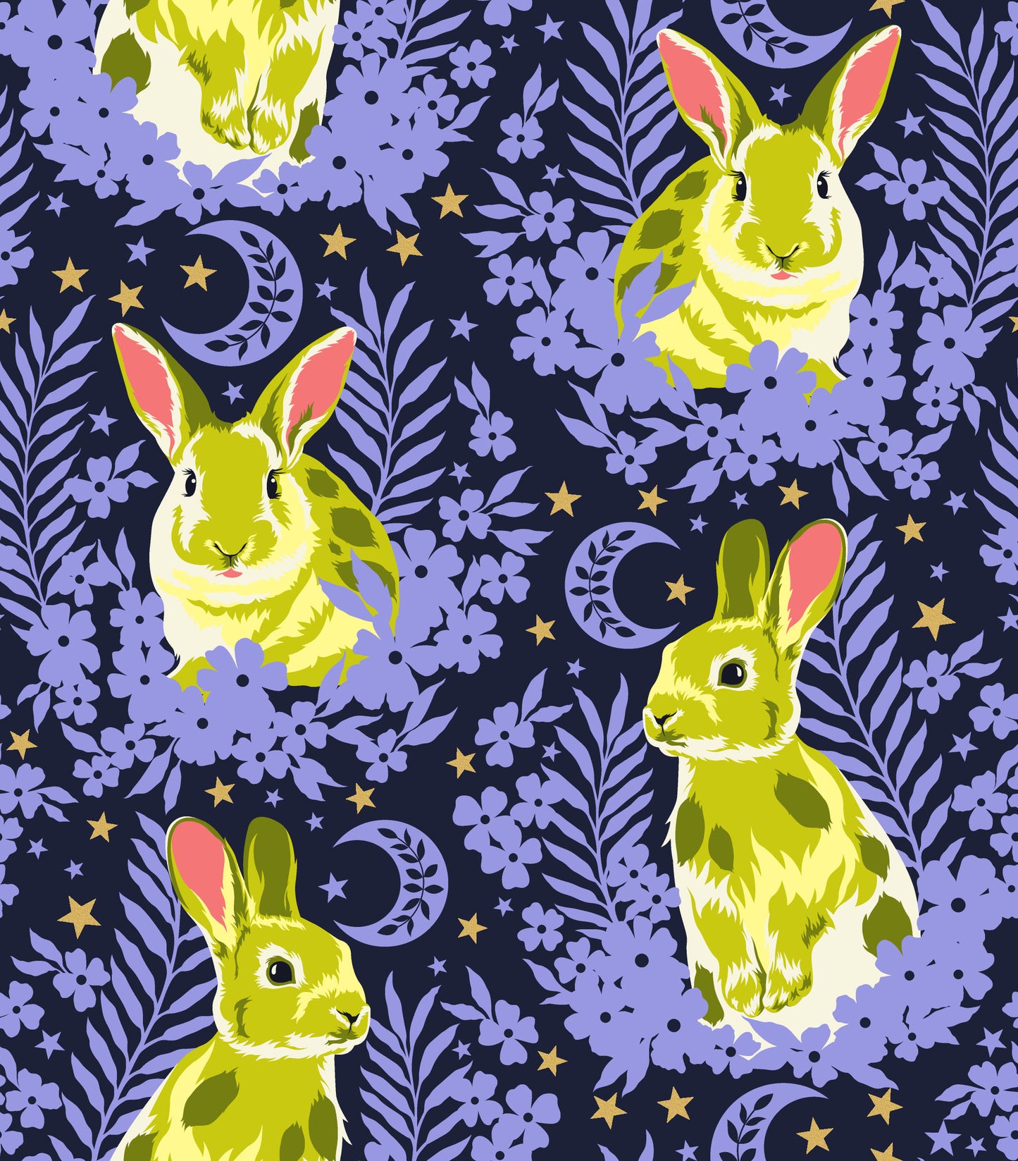 Tula Pink Besties Hop to It in Bluebell Cotton Quilting Fabric by the Half Yard