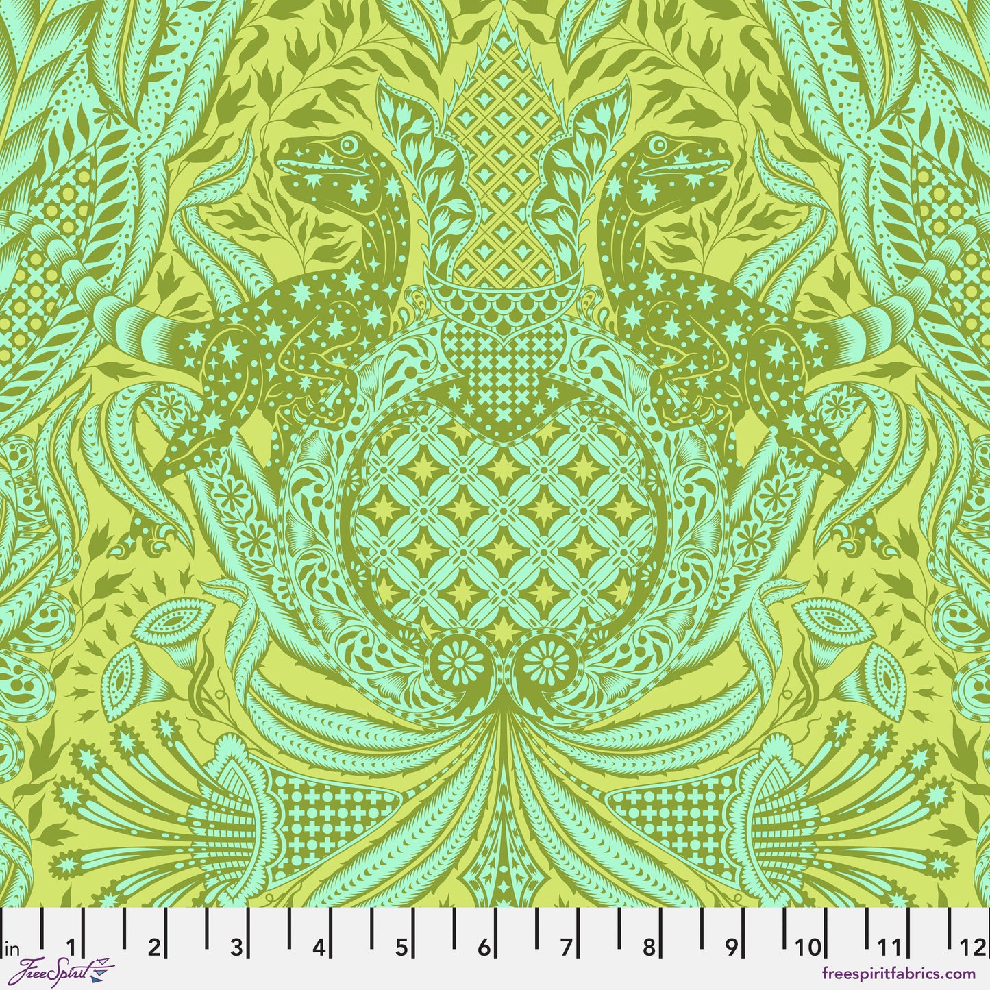 Tula Pink Roar Gift Rapt in Lime Cotton Quilting Fabric by the Half Yard
