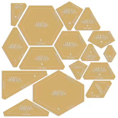 Queen of Diamonds Acrylic Template Set with 3/8" Seam Allowance by Jaybird Quilts