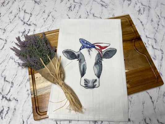Americana Cow Cotton Dish Towel - 28 X 28