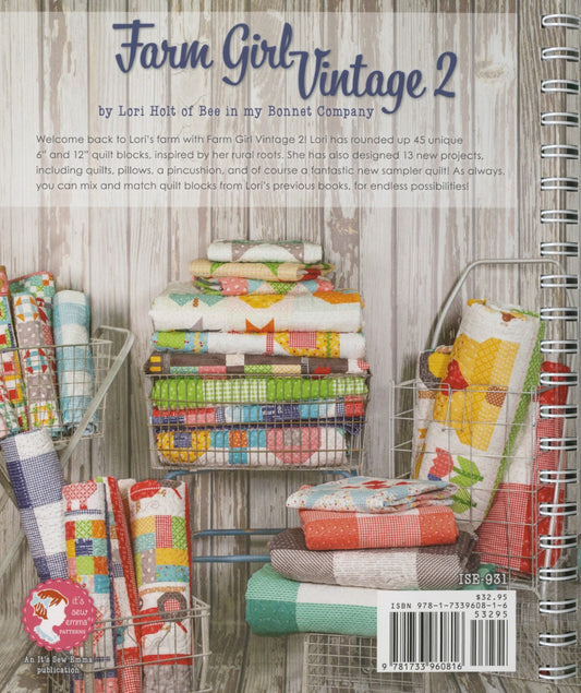Farm Girl Vintage 2 Quilt Pattern Book by Lori Holt - 45 Blocks & 13 Projects