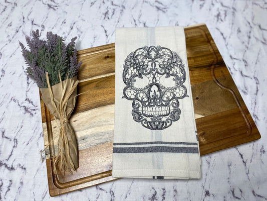 Lacy Skull Cotton Dish Towel - 18 X 28