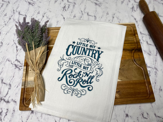 Little Bit Country Little Bit Rock N Roll Cotton Dish Towel - 28 X 28