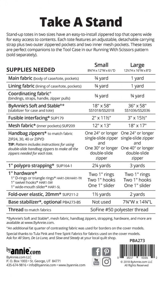 By Annie Take A Stand Stand-Up Tote Bag Pattern | PBA273