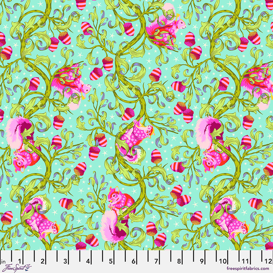 Tula Pink Tiny Beasts Oh Nuts in Glimmer Cotton Quilting Fabric by the Half Yard