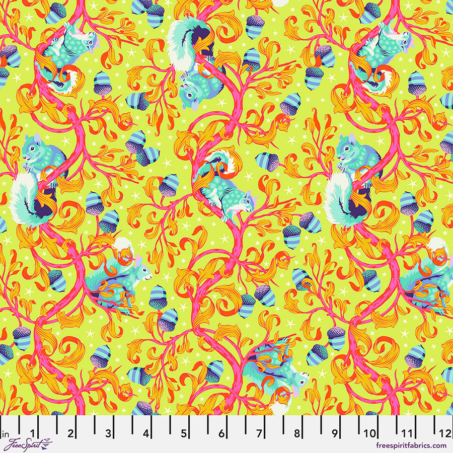 Tula Pink Tiny Beasts Oh Nuts in Glow Cotton Quilting Fabric by the Half Yard