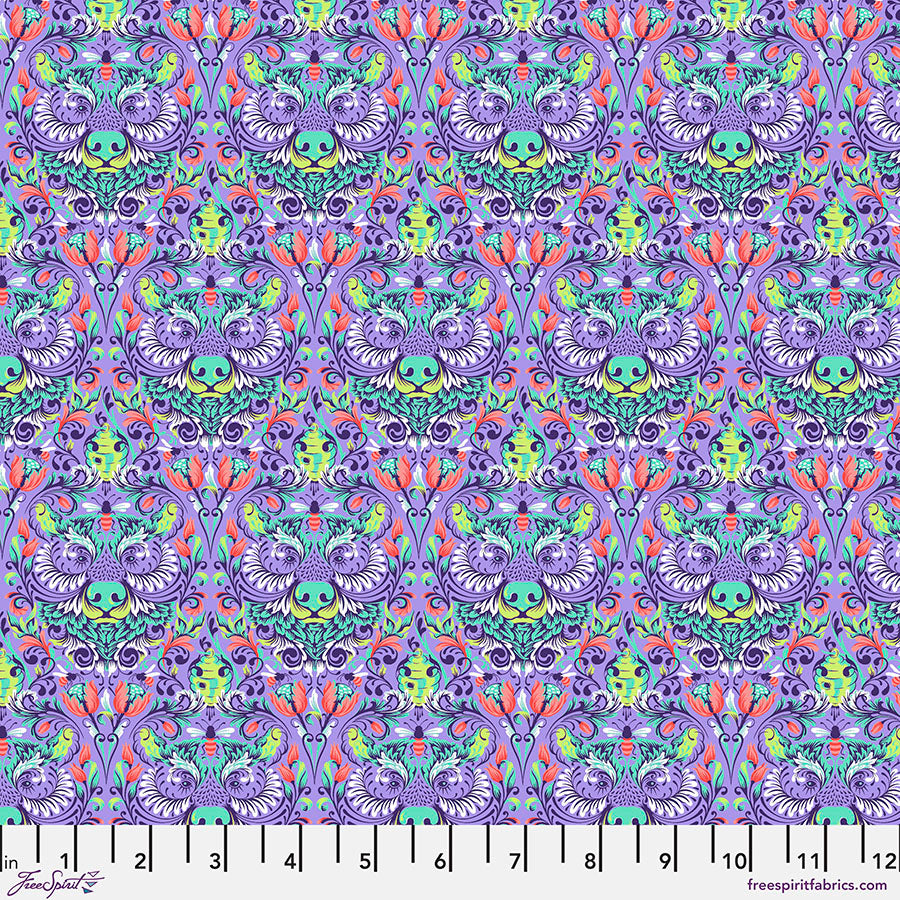 Tula Pink Tiny Beasts Bear With Me in Glimmer Cotton Quilting Fabric by the Half Yard