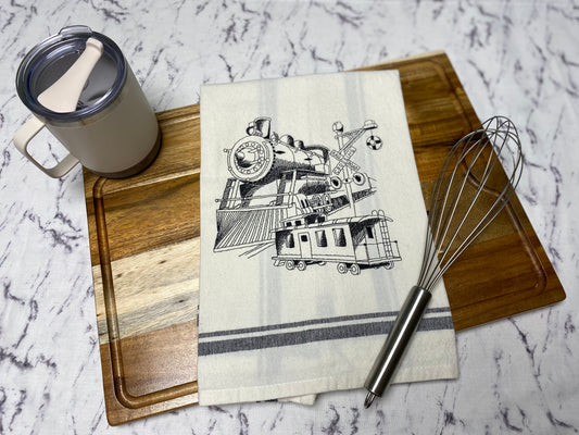 Railroad Medley Cotton Dish Towel - 28 X 28