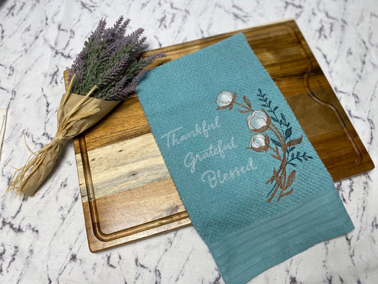 Thankful Greatful Blessed Cotton Dish Towel - 15 x 24.5