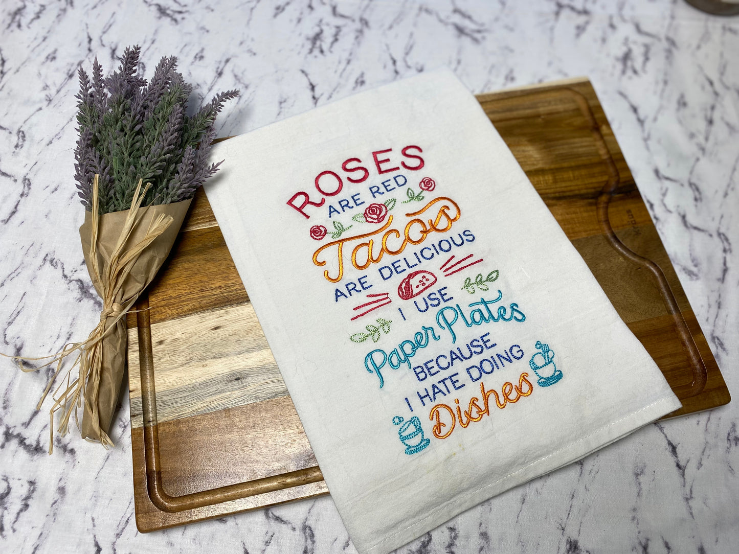 Taco Poem  Cotton Dish Towel - 28 X 28