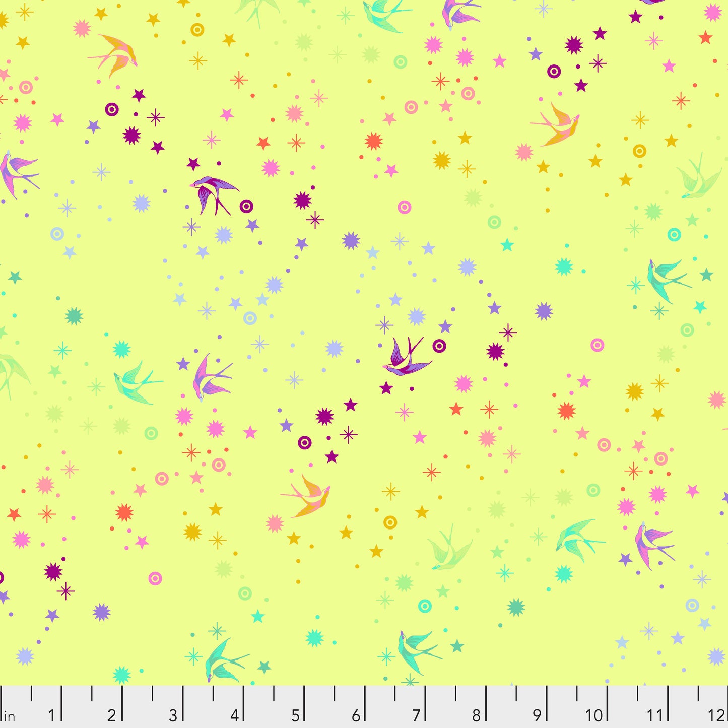 Tula Pink Fairy Dust Lime True Colors Cotton Quilting Fabric by the Half Yard