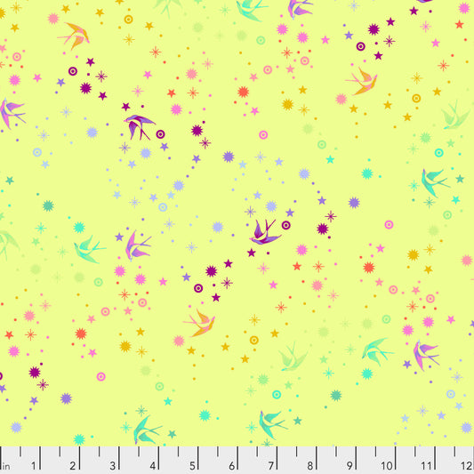 Tula Pink Fairy Dust Lime True Colors Cotton Quilting Fabric by the Half Yard