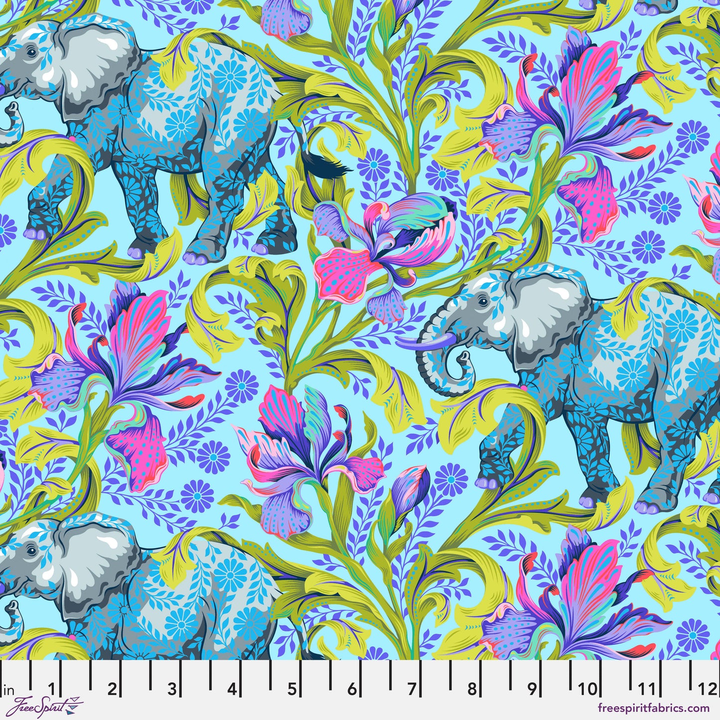 Tula Pink Everglow All Ears in Aura Cotton Quilting Fabric by the Half Yard