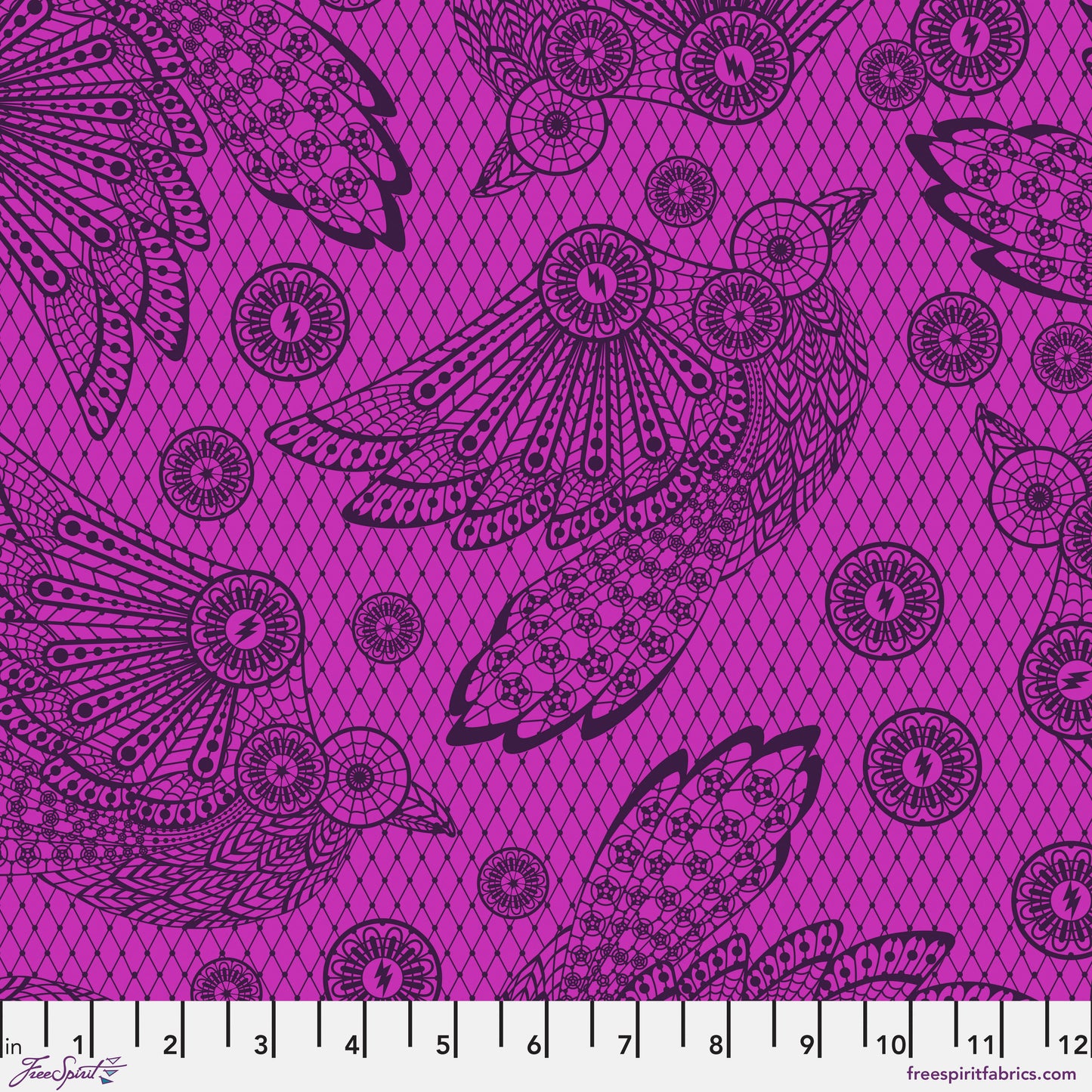 Tula Pink Nightshade Déjà Vu Raven Lace Oleander Cotton Quilting Fabric by the Half Yard
