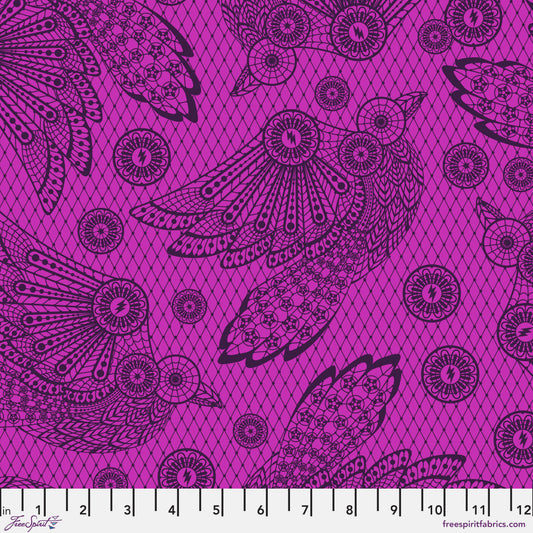 Tula Pink Nightshade Déjà Vu Raven Lace Oleander Cotton Quilting Fabric by the Half Yard