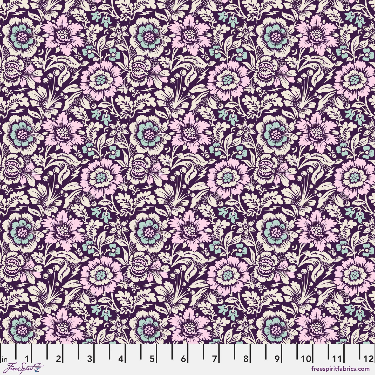 Tula Pink Nightshade Déjà Vu Mini Spider Blossom Nerium Cotton Quilting Fabric by the Half Yard