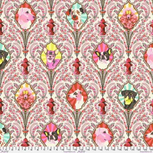 Tula Pink Besties Puppy Dog Eyes in Blossom Cotton Quilting Fabric by the Half Yard