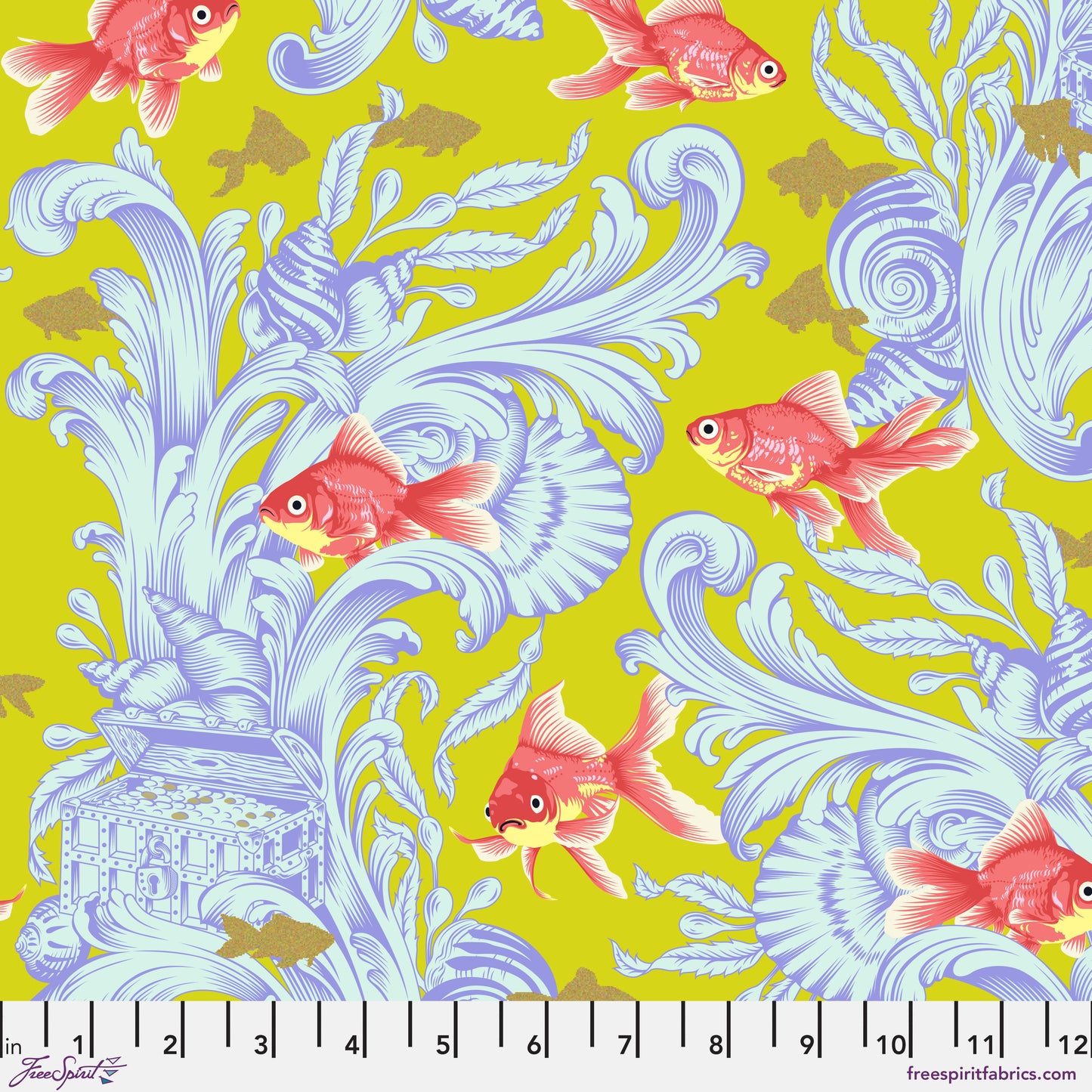 Tula Pink Besties Treading Water in Clover Cotton Quilting Fabric by the Half Yard