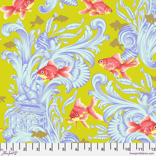 Tula Pink Besties Treading Water in Clover Cotton Quilting Fabric by the Half Yard