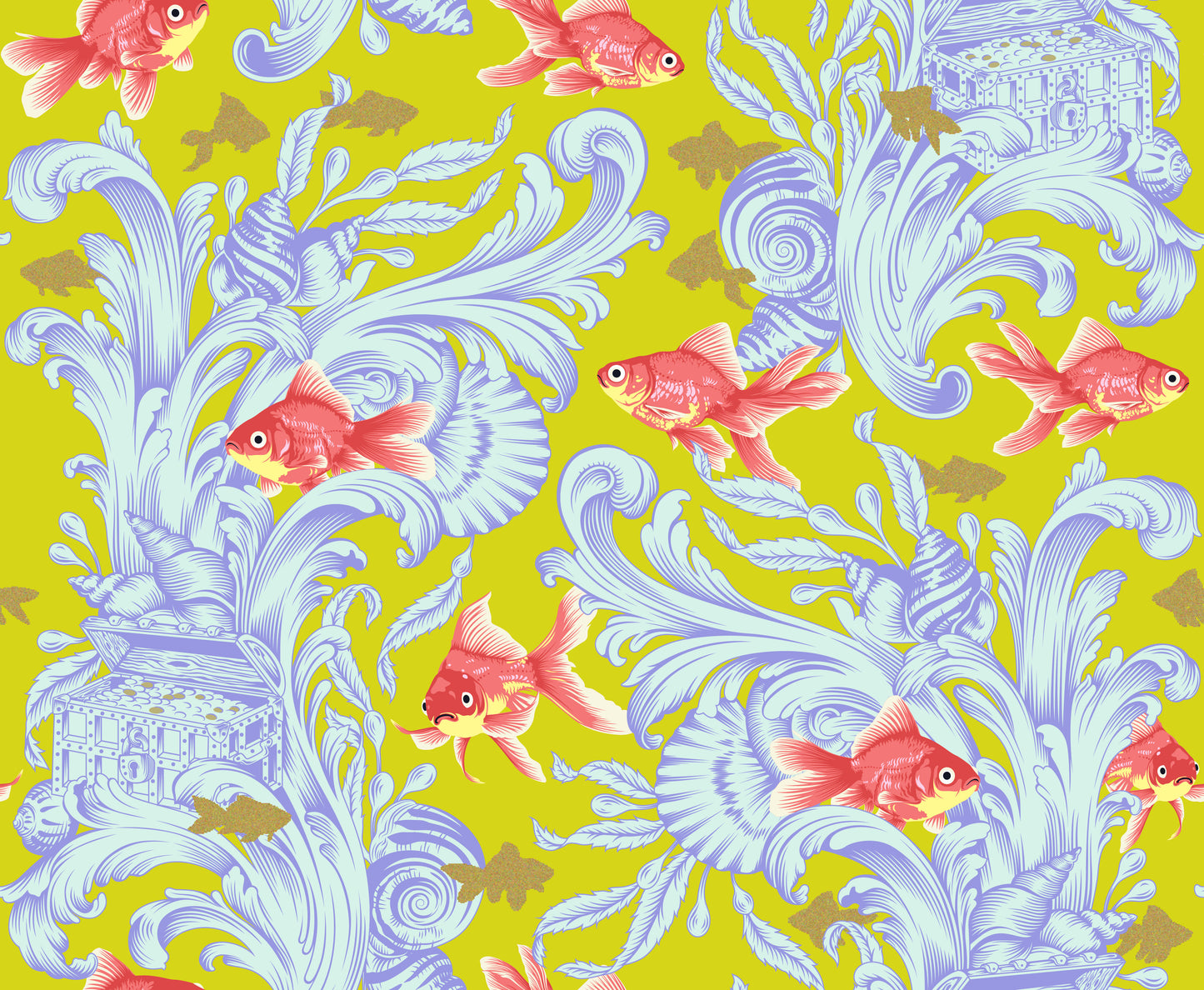 Tula Pink Besties Treading Water in Clover Cotton Quilting Fabric by the Half Yard