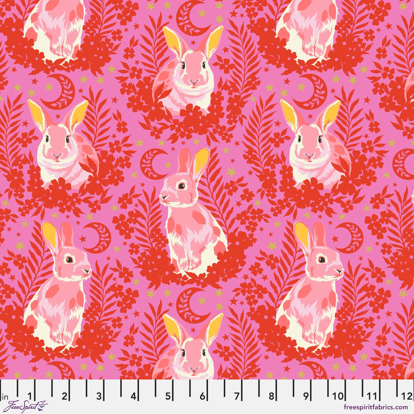 Tula Pink Besties Hop to It in Blossom Cotton Quilting Fabric by the Half Yard