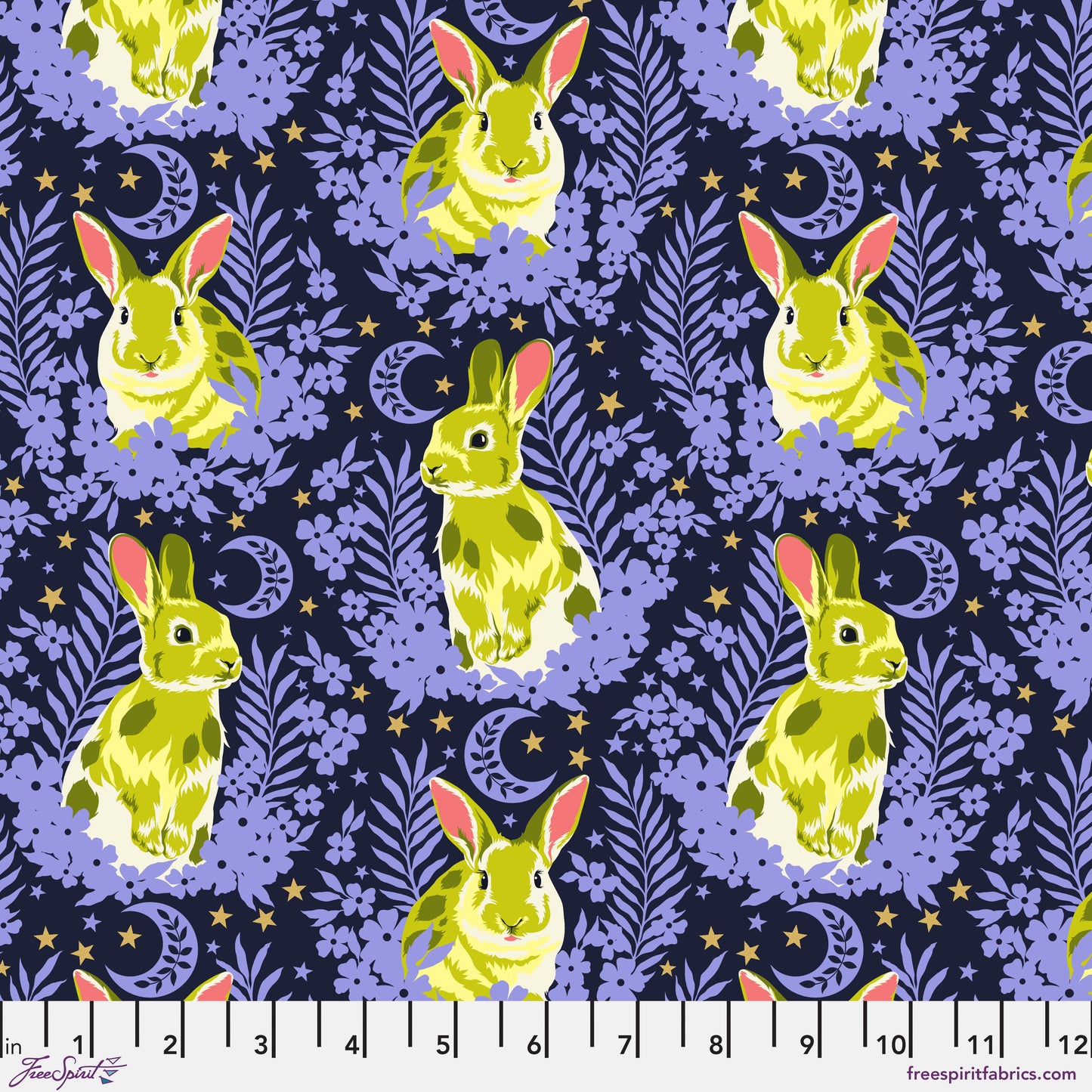 Tula Pink Besties Hop to It in Bluebell Cotton Quilting Fabric by the Half Yard