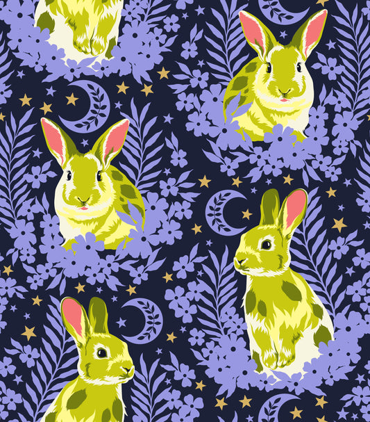 Tula Pink Besties Hop to It in Bluebell Cotton Quilting Fabric by the Half Yard