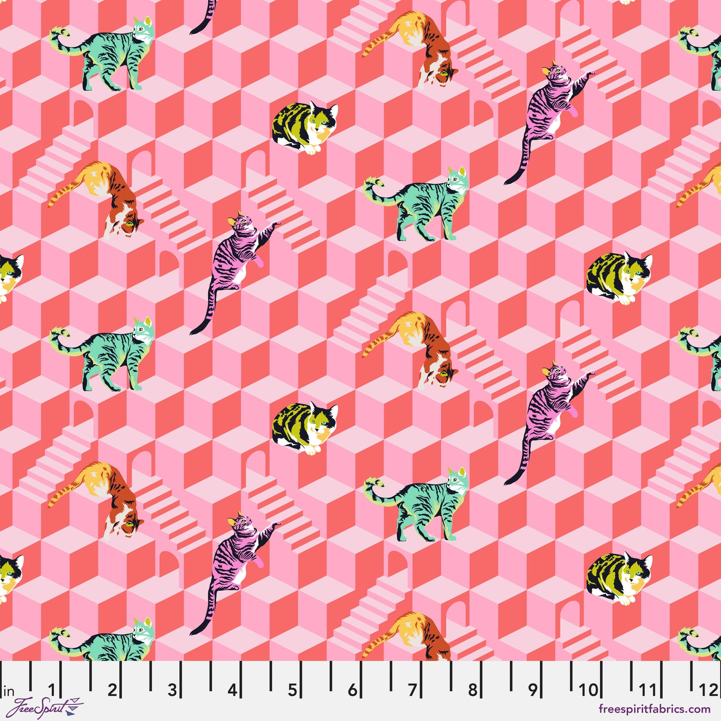 Tula Pink Besties Sitting Pretty in Blossom Cotton Quilting Fabric by the Half Yard