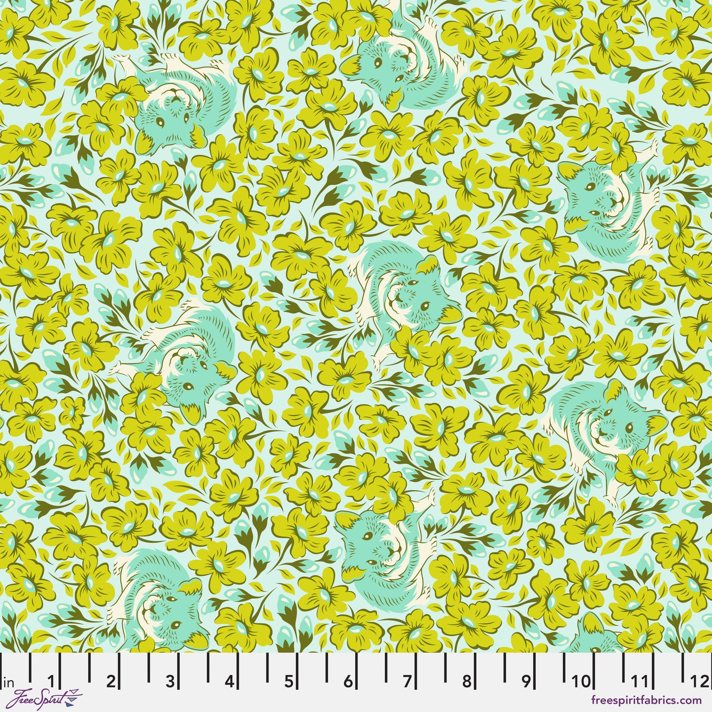 Tula Pink Besties Chubby Cheeks in Clover Cotton Quilting Fabric by the Half Yard