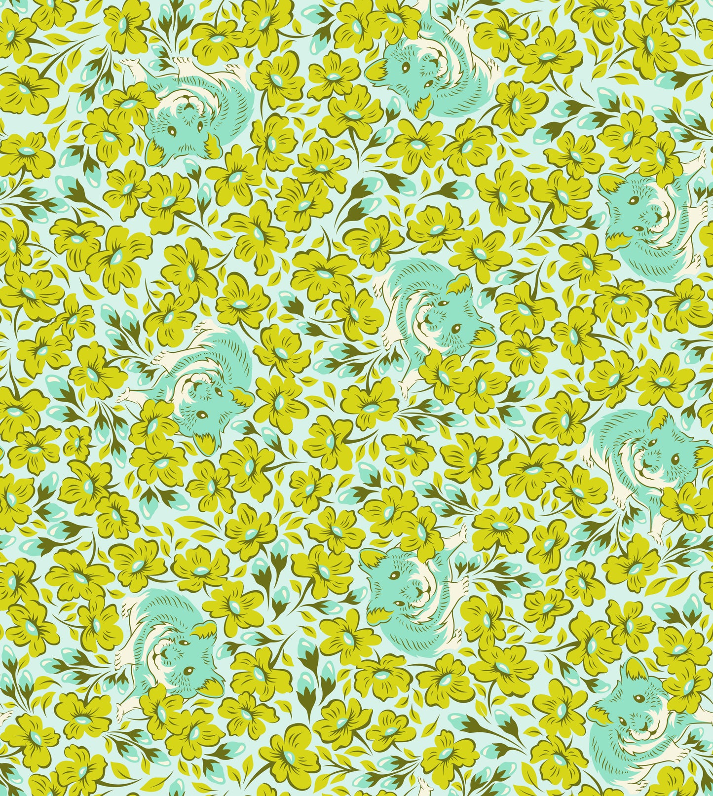 Tula Pink Besties Chubby Cheeks in Clover Cotton Quilting Fabric by the Half Yard