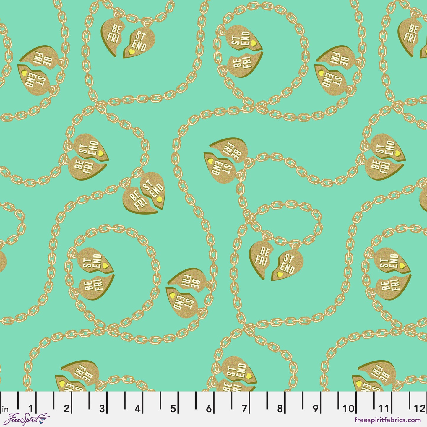 Tula Pink Besties Lil Charmer in Meadow Cotton Quilting Fabric by the Half Yard