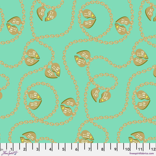 Tula Pink Besties Lil Charmer in Meadow Cotton Quilting Fabric by the Half Yard