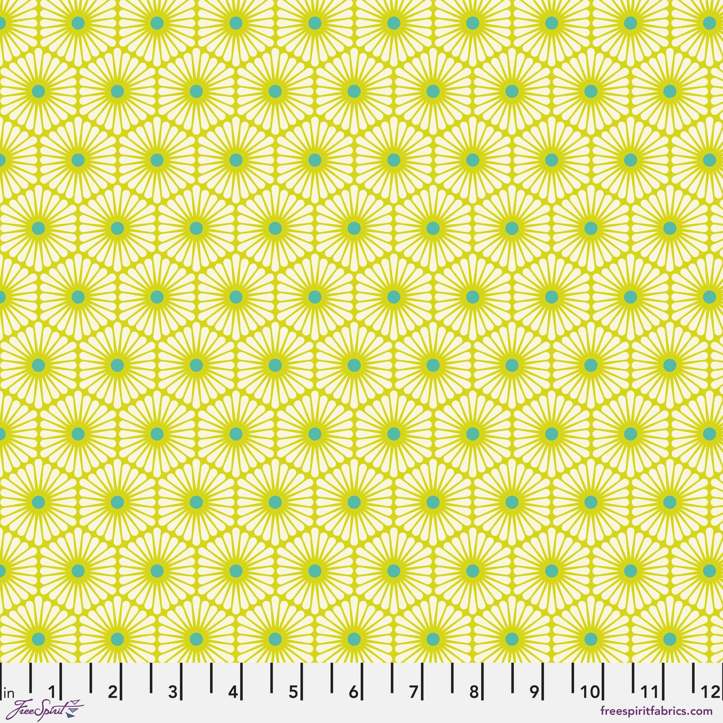 Tula Pink Besties Daisy Chain in Clover Cotton Quilting Fabric by the Half Yard