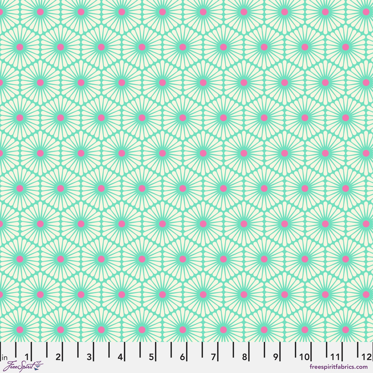Tula Pink Besties Daisy Chain in Meadow Cotton Quilting Fabric by the Half Yard