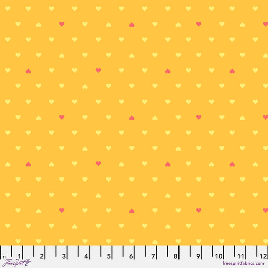 Tula Pink Besties Unconditional Love in Buttercup Cotton Quilting Fabric by the Half Yard