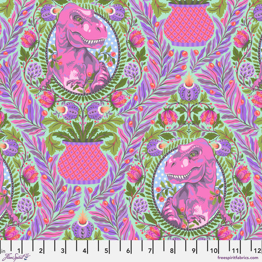 Tula Pink Roar Tree Rex in Mist Cotton Quilting Fabric by the Half Yard