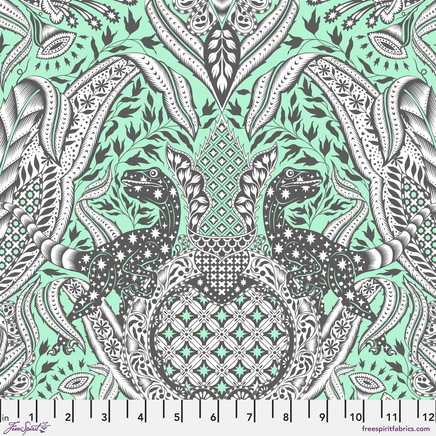Tula Pink Roar Gift Rapt in Mint Cotton Quilting Fabric by the Half Yard