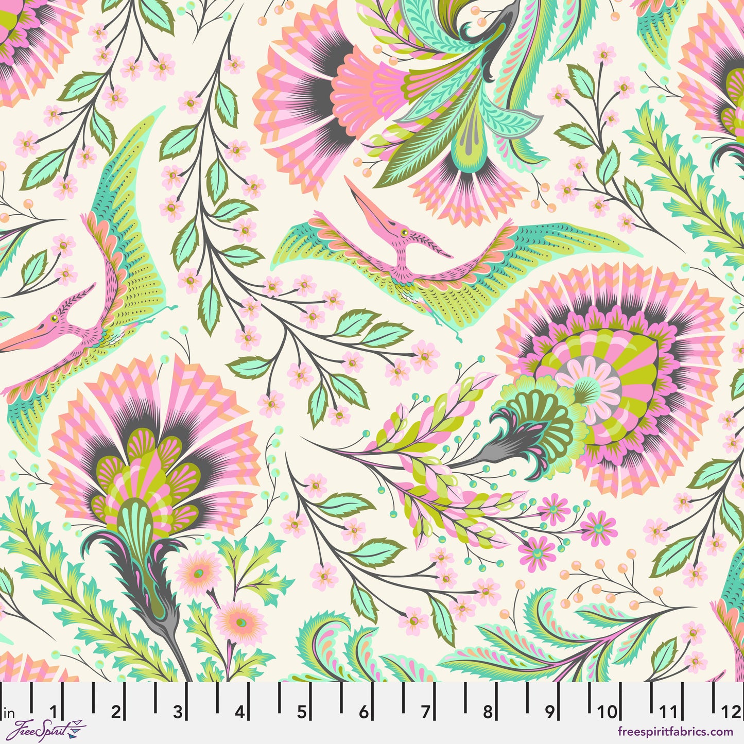 Tula Pink Roar Wing It in Blush Cotton Quilting Fabric by the Half Yard