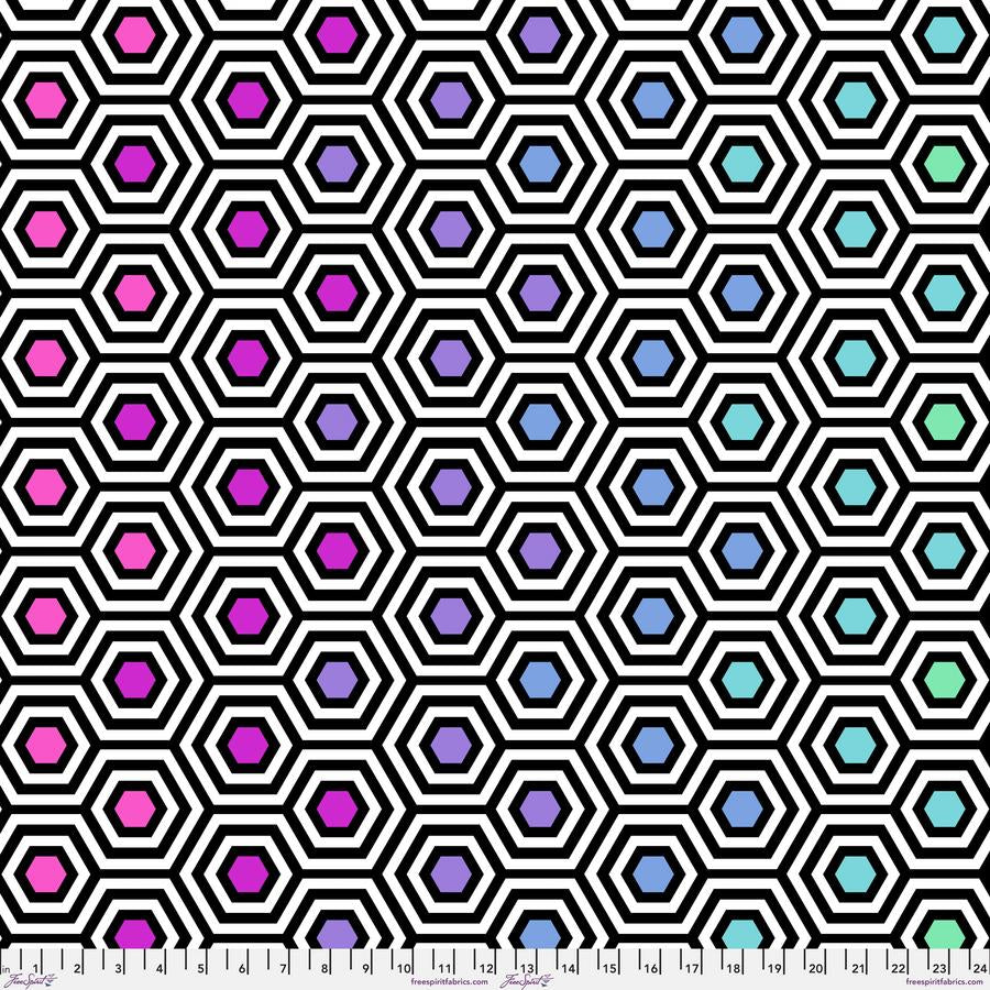 Tula Pink Rainbow Hexy XL Ink 108" Cotton Sateen Wide Backing Fabric